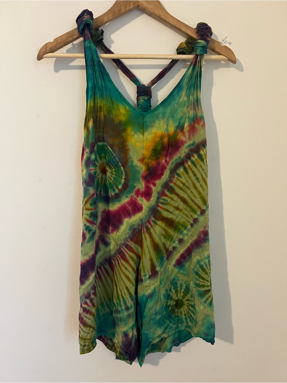 Kids Size 4-6T Tie-Dye Romper with adjustable straps